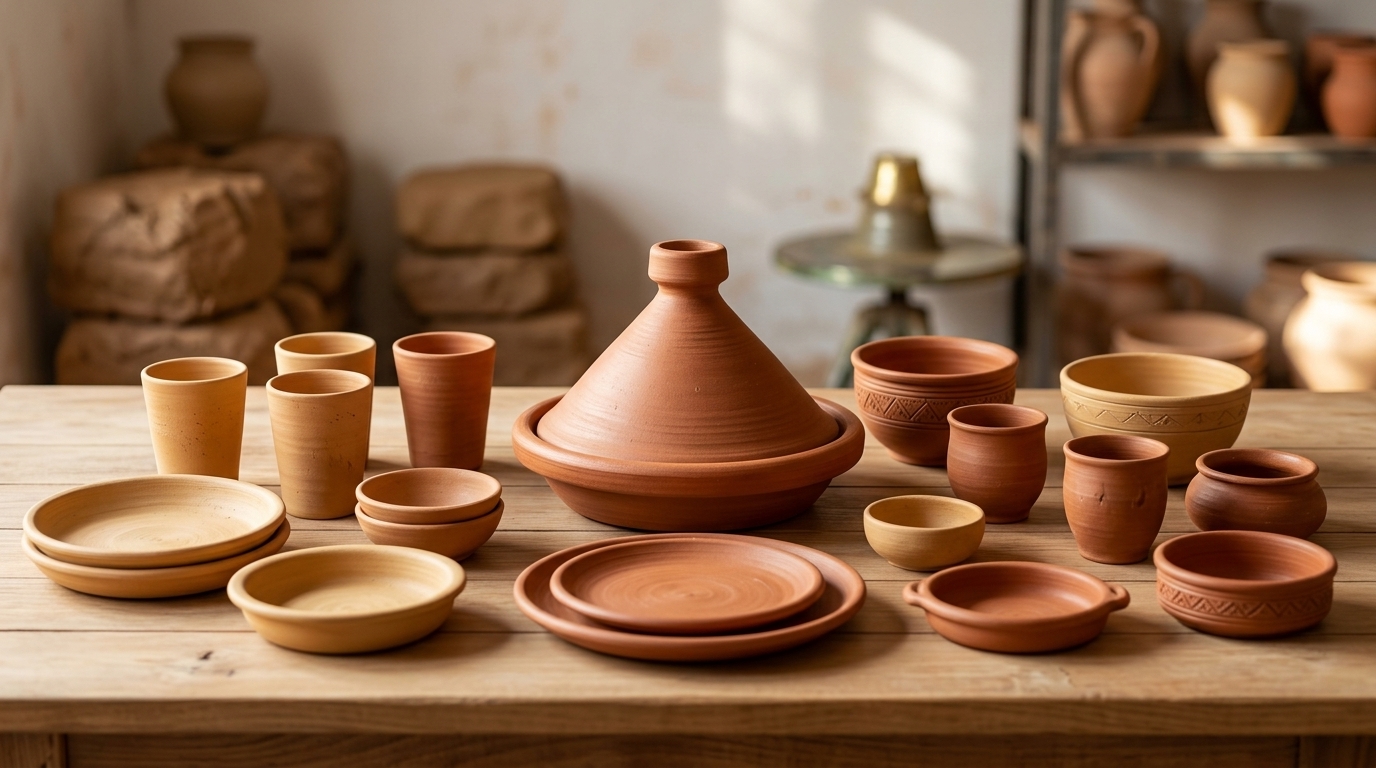 Moroccan clay products and handcrafted pottery